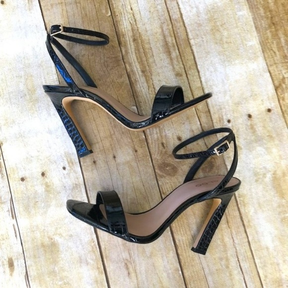 Aldo Shoes - Aldo Black Crocodile Single Strap High Heels sz 7.5